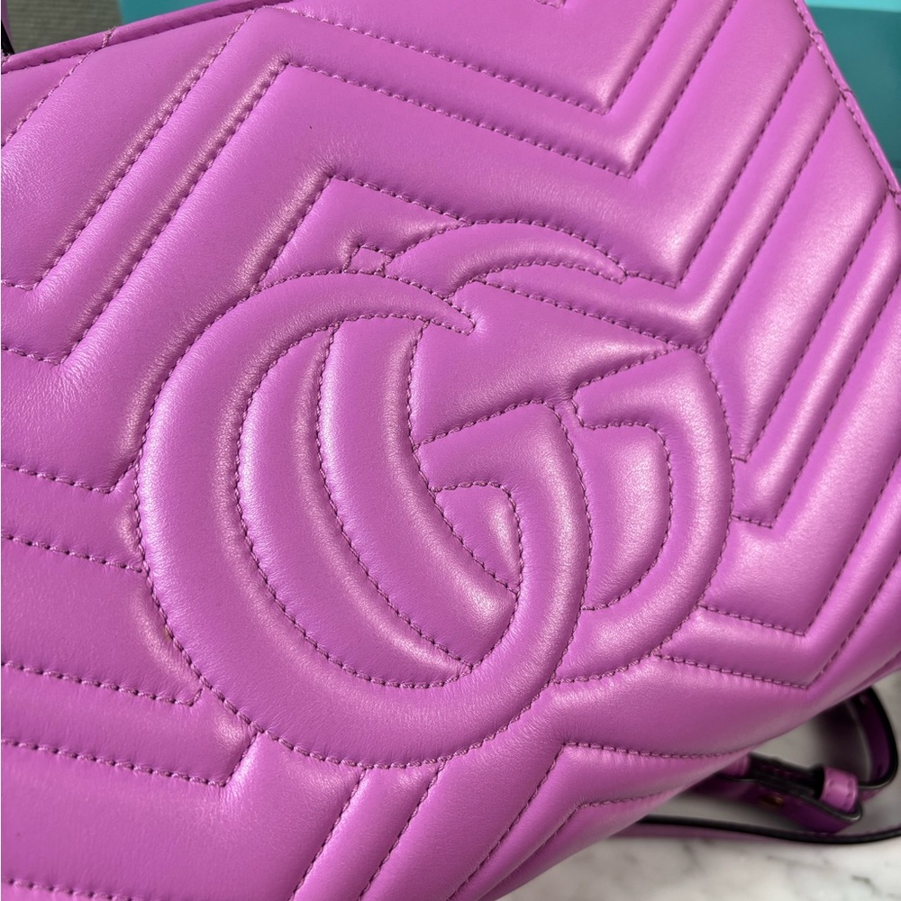EUC GUCCI Small Pink GG Marmont Matelassé Satchel Tote - Picture 9 of 17